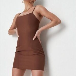 NWT MISSGUIDED Mini Dress w/ Slim Straps in Chocolate